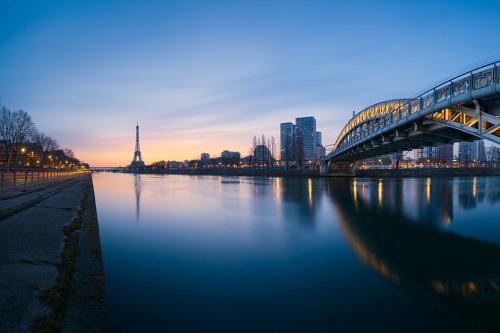 View of the Eiffel Tower at sunset