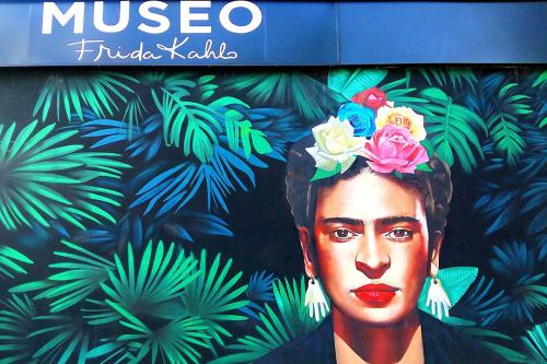 Mural at the entrance of the Museo Frida Kahlo in Playa del Carmen, Riviera Maya, Mexico